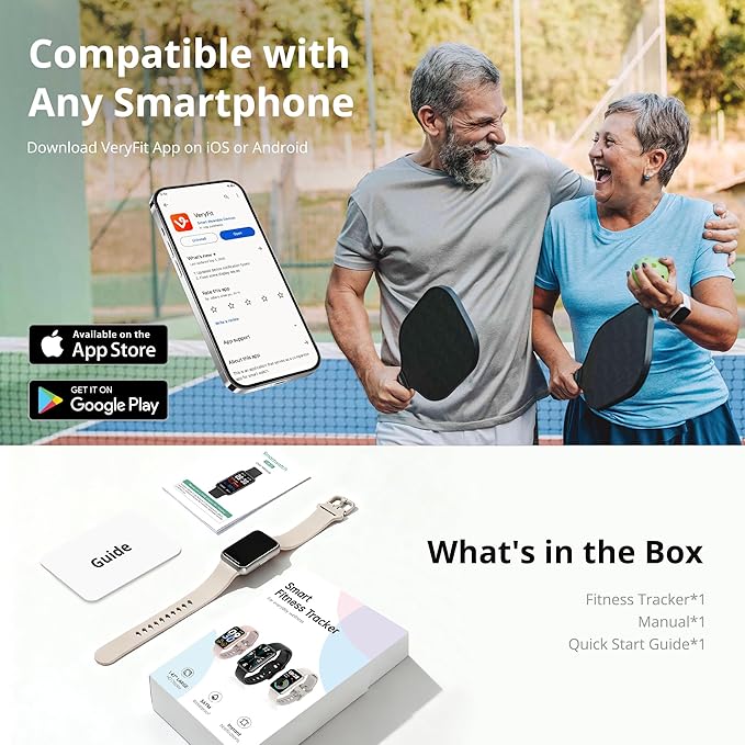 Fitness Tracker Watch for Women & Men, 1.47" HD with Bluetooth, 24/7 Heart Rate & Blood Oxygen Monitor, Sleep & Step Counter, 100+ Sports Modes, IP68 Waterproof, Compatible with Android iOS White