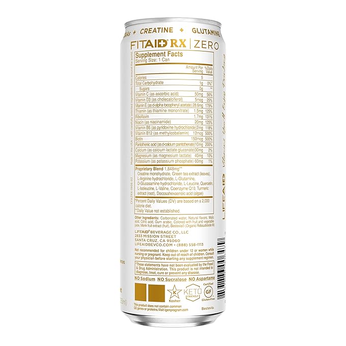 FITAID Post-Workout Recovery Drink Variety Sampler Pack, No Artificial Flavors or Sweeteners, 100% Clean, Vegan, Gluten-Free, Keto-Friendly, Paleo Friendly, 4 Flavors (Pack of 12)