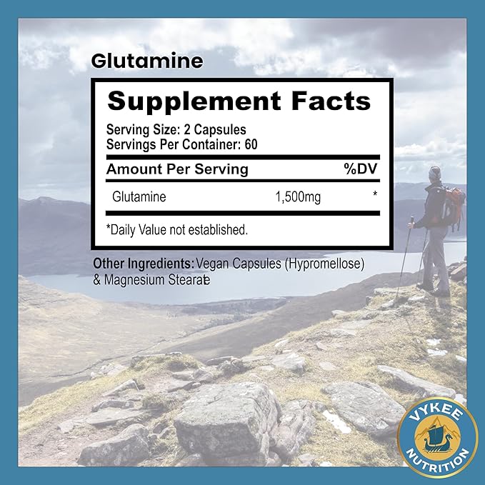 L-Glutamine Capsules – 1500mg High-Potency Amino Acid for Muscle Recovery, Gut Health & Immune Support | Vegan, Non-GMO | 120 Capsules