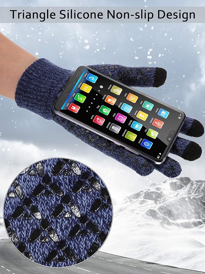 SATINIOR 4 Pairs Winter Knit Touchscreen Gloves Warm Texting Gloves Elastic Anti-slip for Adults