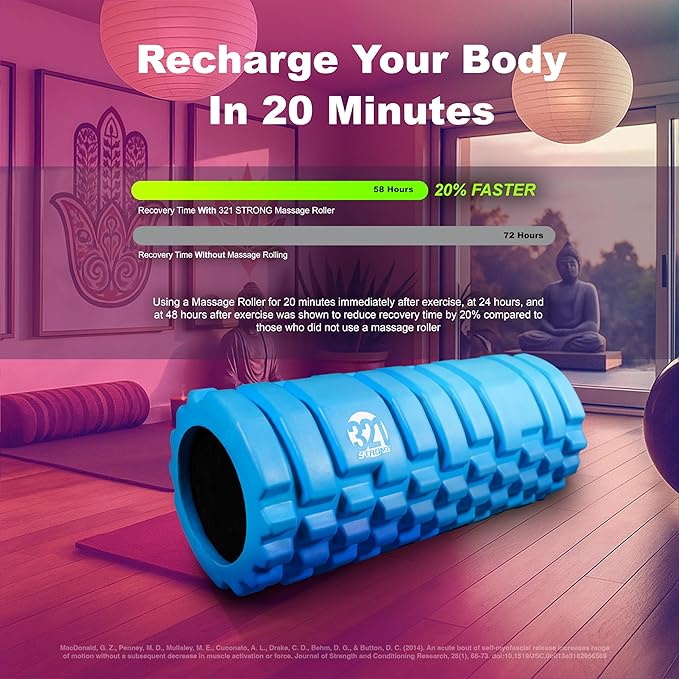 321 STRONG Foam Roller - Medium Density Deep Tissue Massager for Muscle Massage and Myofascial Trigger Point Release, with 4K eBook