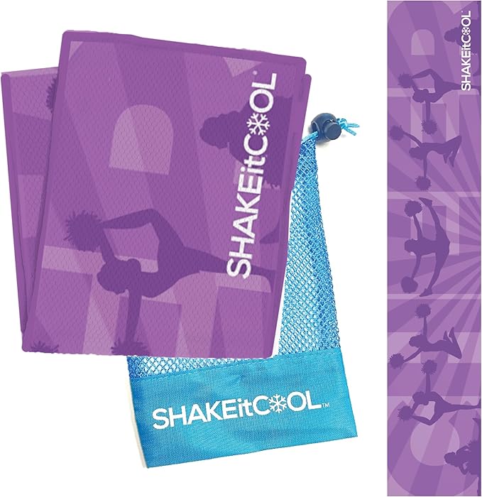 SHAKEitCOOL Original Cooling Towel โ Be Cool in Style - Heat Relief, Soft, Lightweight, Sun Protection, Easy Clean - Perfect for Biking, Hiking, Running, Yoga, Golf, Gym, Baseball - Cheer