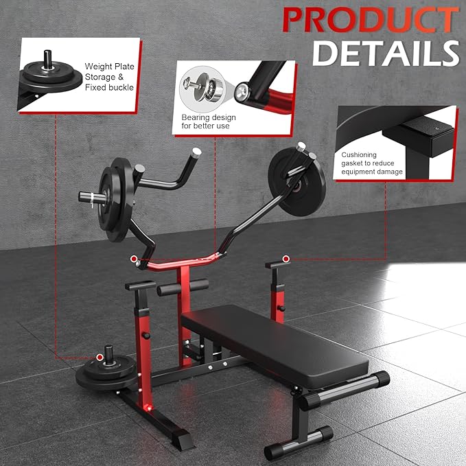 Chest Press Machine Upgraded, 1250LBS Foldable Bench Press Machine with Independent Converging Arms, Adjustable Height Chest Press Machine Space Saving Weight Bench, AB Workout Home Gym Equipment