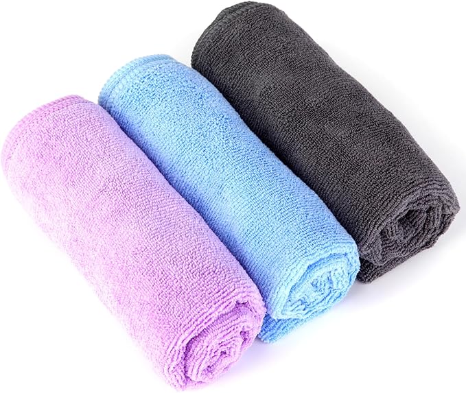 Microfiber Gym Towels Set for Sports, Fitness, Yoga, Workout, Swimming - Soft, Fast-Drying Towels for Gym Bag - Purple, 3 Pack