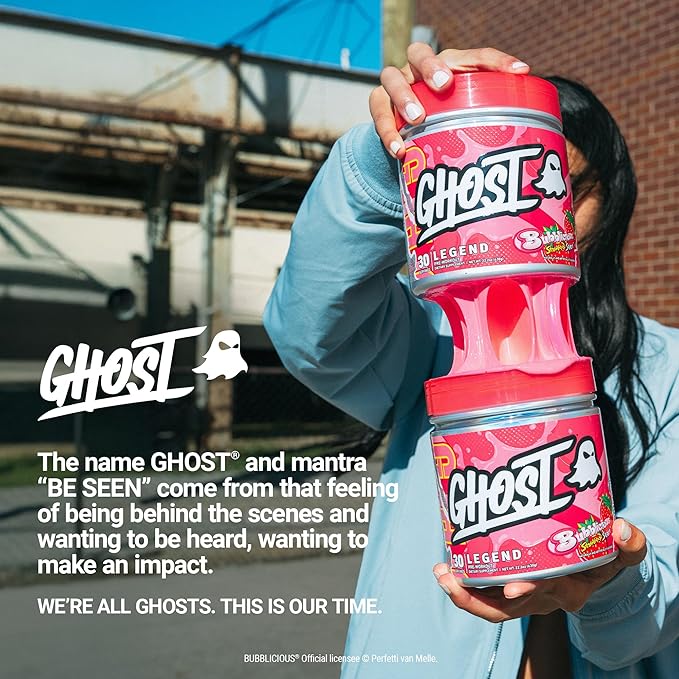 GHOST Legend Pre-Workout Powder, Bubblicious Strawberry Splash - 30 Servings – Pre-Workout for Men & Women with Choline, L-Citrulline, & Beta Alanine for Energy & Focus