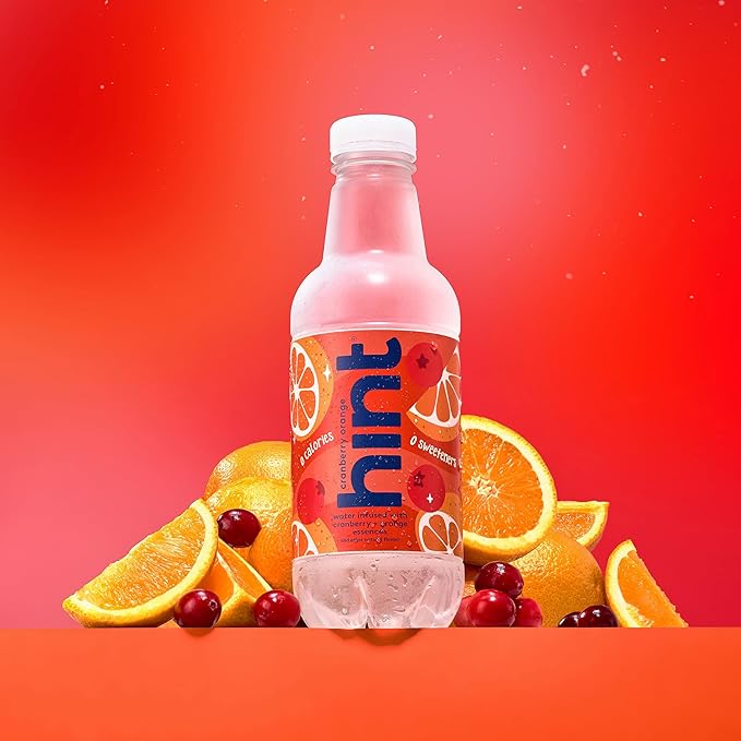 Hint Fruit-Infused Bottled Water, Cranberry Orange- Sugar Free Flavored Water with Zero Calories, Naturally Flavored, and No Artificial Sweeteners - 16 Fl Oz (Pack of 12)