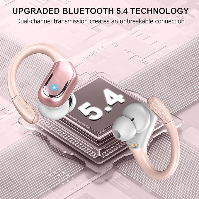 Wireless Earbud, Bluetooth 5.4 Headphones 75Hrs Playtime, 2025 Bluetooth Earbuds Deep Bass Noise Cancelling Mic, Ear Buds with Sport Earhooks, IP7 Waterproof Wireless Earphones for Workout/Running/Gym