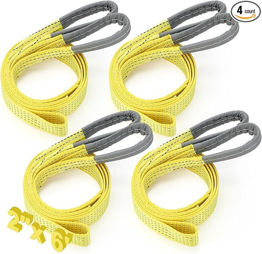 4 Pcs Lift Sling Straps Heavy Duty Web Slings Straps Polyester Nylon for Hoist Car Outdoor Using