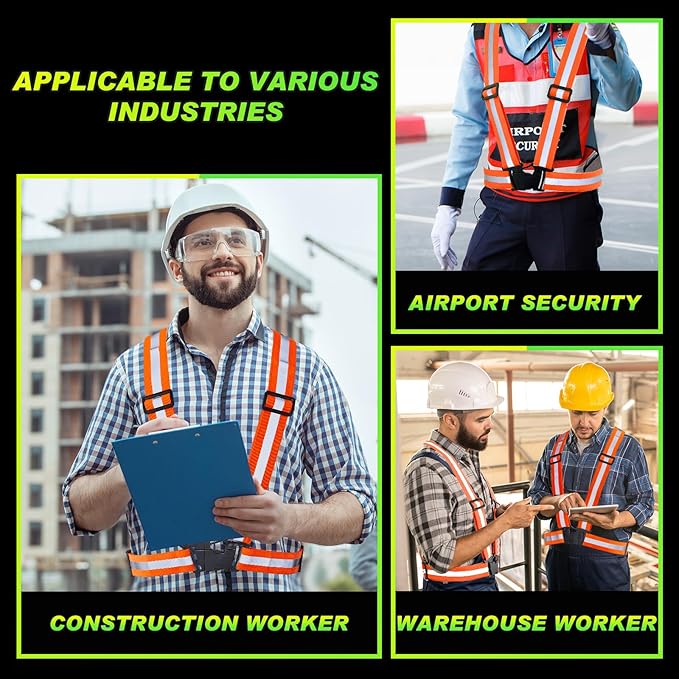 Hercicy 30 Pcs Reflective Vest High Visibility Safety Vests, Adjustable Bright Neon Lightweight Strap (Orange)