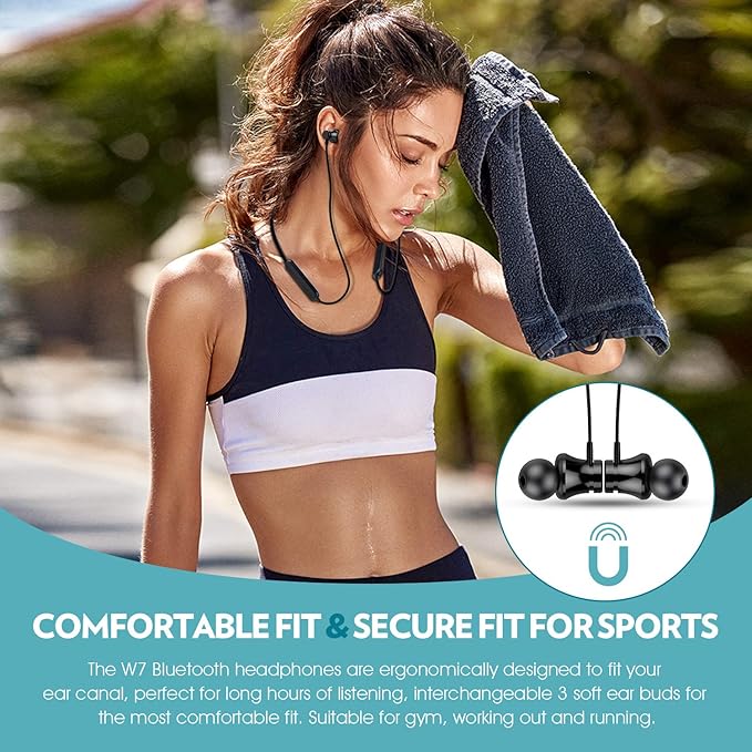 Bluetooth Headphones Neckband 20Hrs Playtime V5.0 Wireless Headset Sport Noise Cancelling Earbuds w/Mic for Gym Running Compatible with iPhone Samsung Android