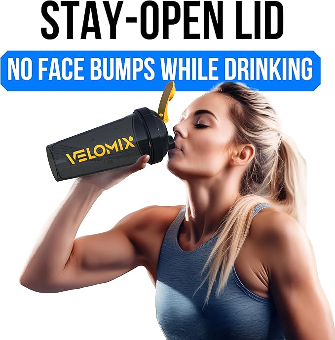 VELOMIX -2 Pack- 28 oz Protein Shaker Bottles for Protein Mixes - 2x Wire Whisk | Leak Proof Shaker Cups for Protein Shakes | Protein Shaker Bottle Pack (Golden Stone)