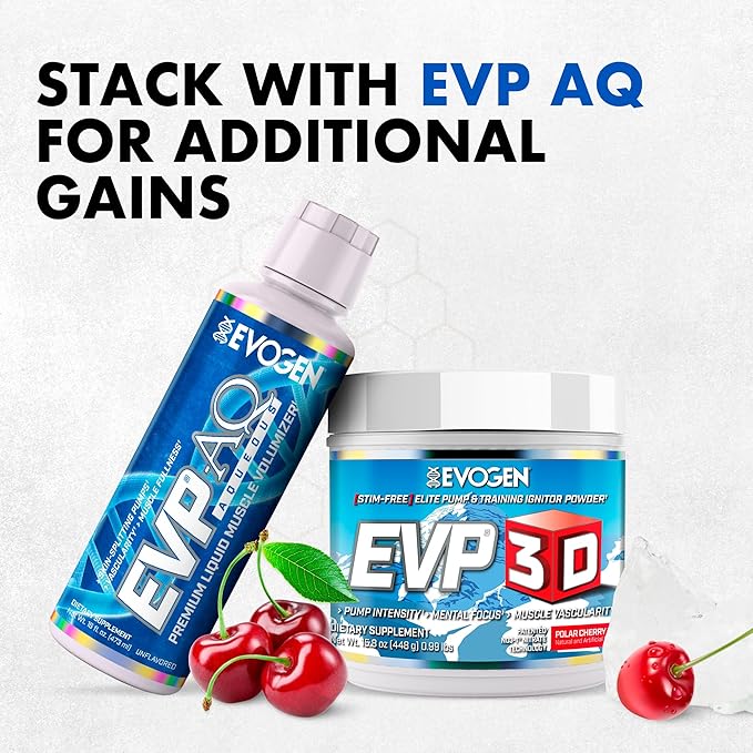 Evogen EVP 3D - Stim Free Pre Workout Powder for Men & Women | Sugar Free Non Stim Preworkout with Beta Alanine and Creatine for Energy & Pump | Polar Cherry Frost | 40 Servings