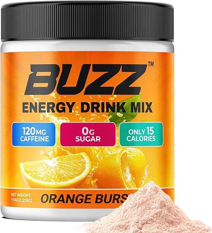 Morning Buzz Energy Drink Powder - Energy Boost Drink Mix - Sugar-Free Energy with Antioxidants - Morning Kickstart and Sports Nutrition Endurance Product - 30 Servings, Orange Burst, 8 Ounces