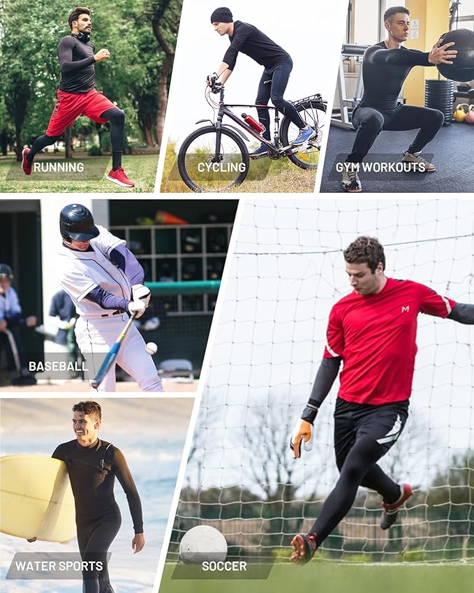 Mens Compression Shirt Long Sleeve Quick Dry Athletic Workout Gym T-Shirt SPF Running Top Sport Undershirt Base Layer