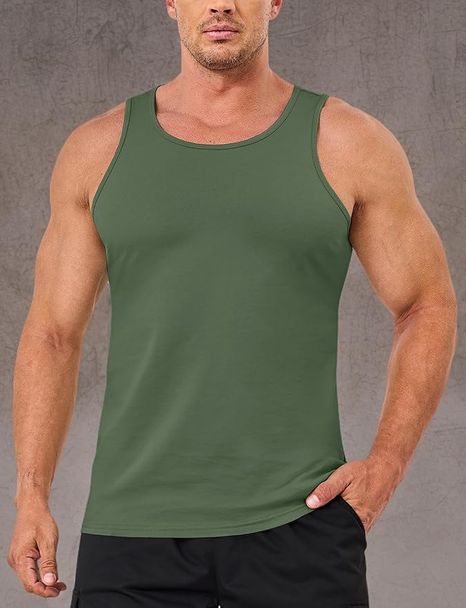 MAGCOMSEN Mens Workout Tank Tops Undershirt Cotton Muscle Athletic Sleeveless Shirts for Gym