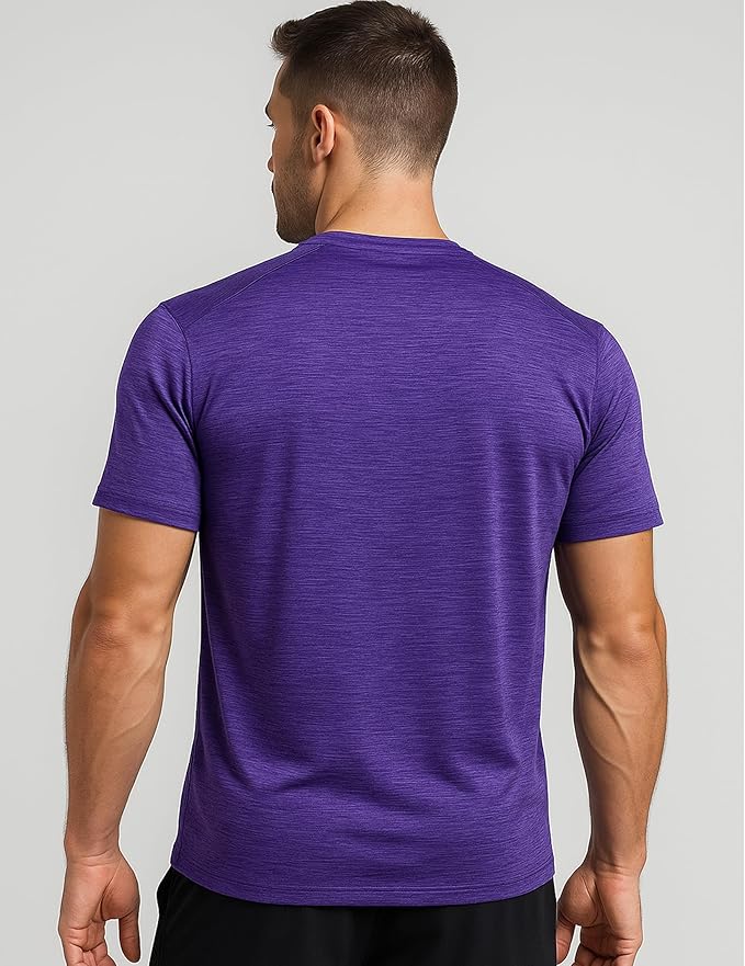 5 Pack Men’s Active Quick Dry Crew Neck T Shirts | Athletic Running Gym Workout Short Sleeve Tee Tops Bulk