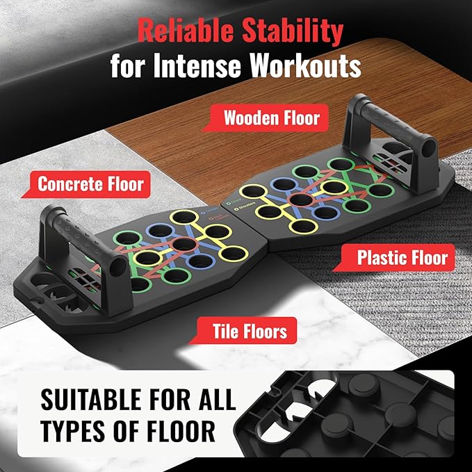 Push Up Board Bar Kit with Resistance Bands, Portable Pilates Bar for Fitness, Home Workout Gym System, Foldable Exercise Equipment for Full Body Training, Men & Women