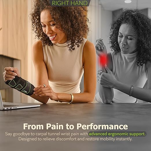 ZOFORE SPORT Premium Carpal Tunnel Wrist Brace Night Support – Wrist Brace for Carpal Tunnel with Metal Splint – Pain Relief for Men & Women - Right Hand - L/XL