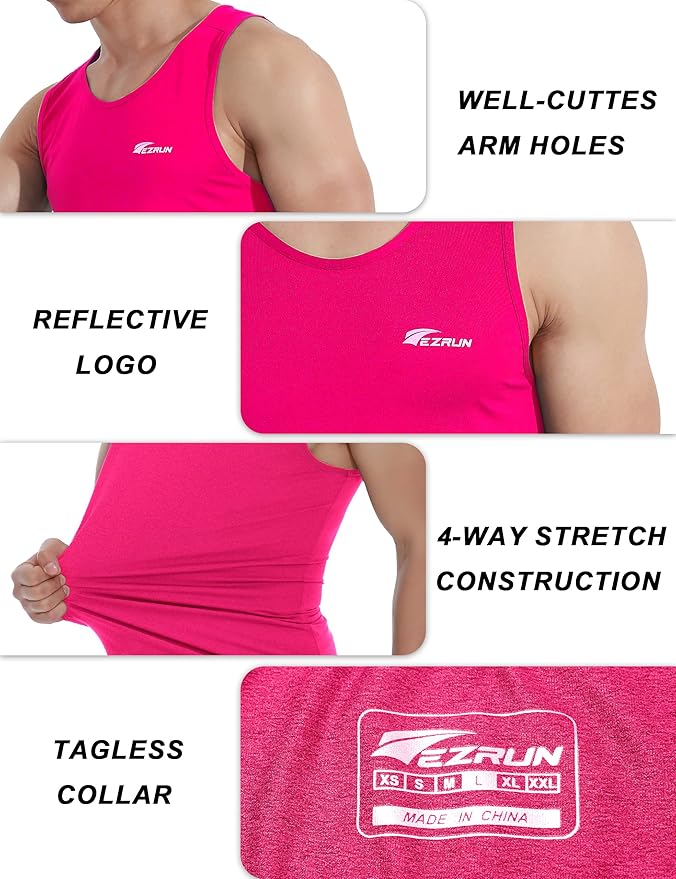EZRUN Men's Quick Dry Sport Tank Top for Bodybuilding Gym Athletic Jogging Running,Fitness Training Workout Sleeveless Shirts