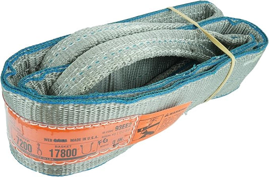 DD Sling (USA Made). 3" x 12', Flo Guard 2 Ply, Polyester Lifting Slings, Eye & Eye, Heavy Duty, 8900 lbs Vertical, 7200 Choker, 17800 Basket Load Capacity (3" x 12')