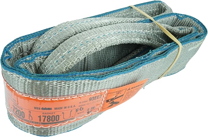 DD Sling (USA Made). 3" x 10', Flo Guard 2 Ply, Polyester Lifting Slings, Eye & Eye, Heavy Duty, 8900 lbs Vertical, 7200 Choker, 17800 Basket Load Capacity (3" x 10')