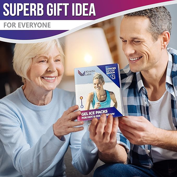 Gel Ice Packs for Injuries Reusable (2 Pack) 9.5" x 4.5" – Gel Cold Soft Ice Pack by Kinetic Labs – Flexible & Soft Packs for Knee, Shoulder, Back (Regular)