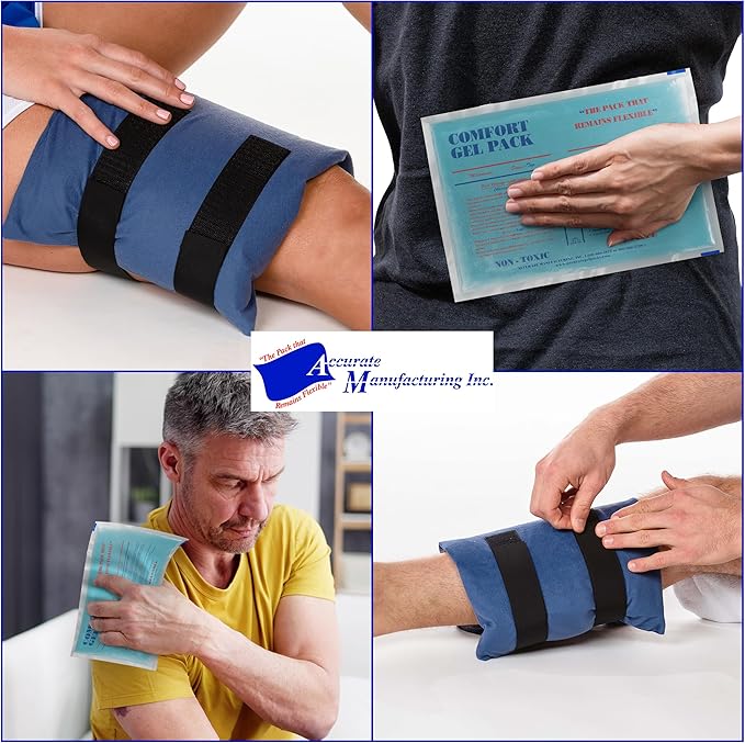 Flexible Reusable Gel Packs for Neck, Wrist, Arm, Back and Shoulder Pain Relief - Versatile Hot or Cold Gel Packs for Injuries, Sore Muscles or Toothache Pain Relief, Blue, 10" x 15", 2 Pack