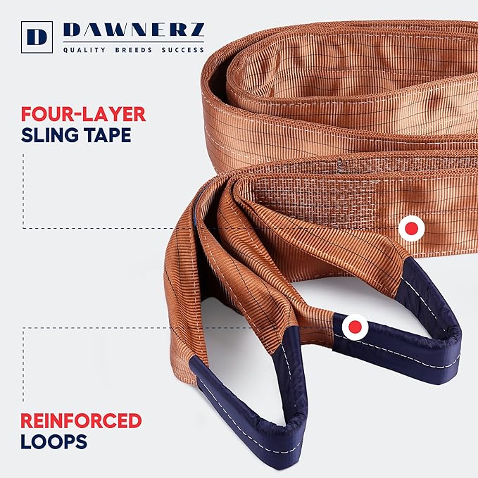 Industrial Lifting Sling 26400 Lbs Vertical WLL 20ft - Eye and Eye Flat Polyester Web Sling 12 tons WLL - Crane Synthetic Lifting Strap for Construction (7.1" x 20')