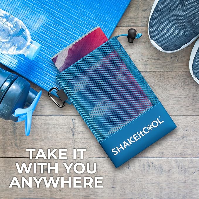 SHAKEitCOOL Extended Size Cooling Towel โ Be Cool in Style - Heat Relief, Soft, Lightweight, Sun Protection, Easy Clean - Perfect for Biking, Hiking, Running, Yoga, Golf, Gardening - Tie Dye Ring M
