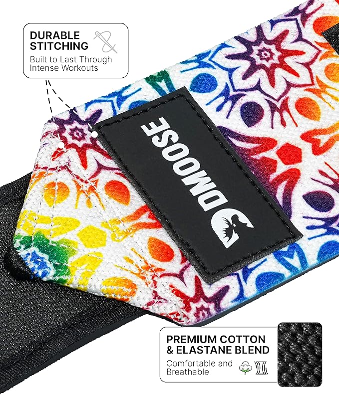 DMoose Fitness Wrist Wraps for Weightlifting 18" - Heavy Duty Gym Wrap with Hand Thumb Loop for Support & Pain Relief, USPA Approved Powerlifting, Weight Lifting Wrist Straps for Men & Women Work Out