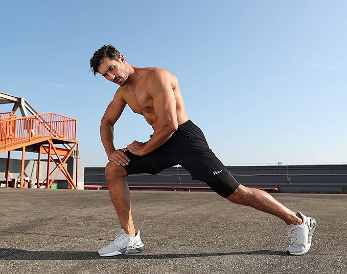 Pudolla Men’s 2 in 1 Running Shorts 5" Quick Dry Gym Athletic Workout Shorts for Men with Phone Pockets