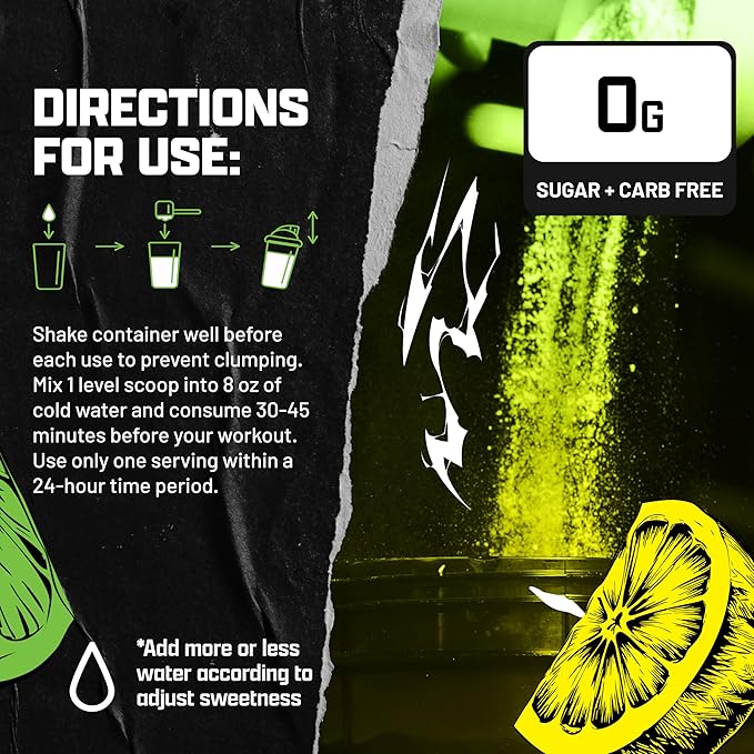 Outrage Ultra HIGH STIM Pre-Workout Powder for Men | 400mg Caffeine, L-Citrulline, Beta-Alanine, Creatine | Extreme Energy, Focus, Strength & Endurance (30 Servings, Lemon Lime)