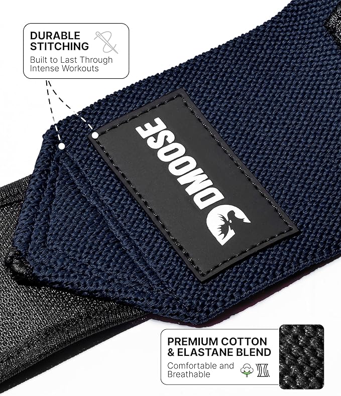 DMoose Fitness Wrist Wraps for Weightlifting 18" - Heavy Duty Gym Wrap with Hand Thumb Loop for Support & Pain Relief, USPA Approved Powerlifting, Weight Lifting Wrist Straps for Men & Women Work Out