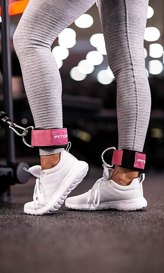 Fitgriff® Ankle Straps V2 for Cable Machine (2 Pieces) - Gym Workout Equipment - Leg Pulley Attachment, Kickback Straps