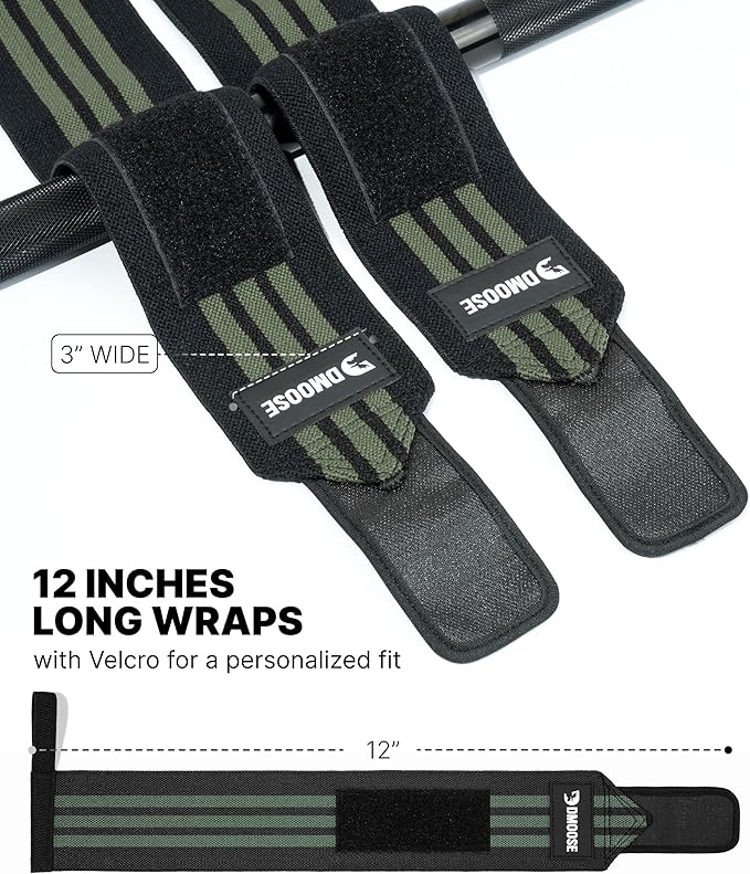 DMoose Fitness Wrist Wraps for Weightlifting 18" - Heavy Duty Gym Wrap with Hand Thumb Loop for Support & Pain Relief, USPA Approved Powerlifting, Weight Lifting Wrist Straps for Men & Women Work Out