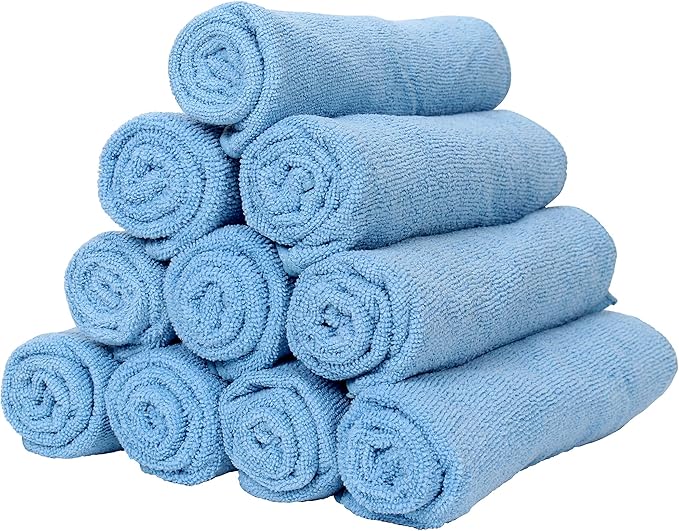 Arkwright Microfiber Gym Towel - Pack of 12 - Super Soft, Quick Dry Workout Sweat Towels, 300 GSM Lightweight & Absorbent for Sports, Working Out, Yoga, and Spa, 16 x 27 in, Blue