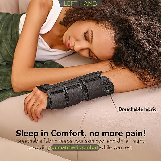 ZOFORE SPORT Premium Carpal Tunnel Wrist Brace Night Support – Wrist Brace for Carpal Tunnel with Metal Splint – Pain Relief for Men & Women - Left Hand - SM