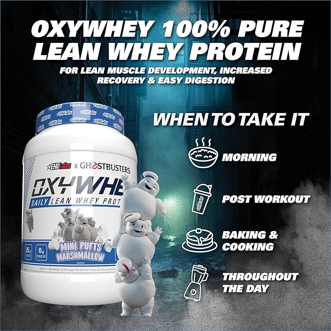 EHP Labs OxyWhey Whey Protein Isolate – 25g High Protein, Low Carb, Sugar Free Meal Replacement – Lean Whey Powder for Muscle Recovery – Non-GMO, Gluten Free – 25 Serves – Marshmallow