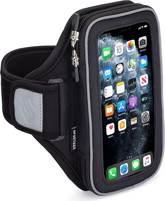 Sporteer Entropy E8 Running Armband - Compatible with iPhone 17/16/15 Pro Max, 16/15 Plus, 17/16/15 Pro, iPhone 17/16/15, Galaxy S25+, S24+, S23+, Pixel, & Many More Mobile Phones - FITS Cases