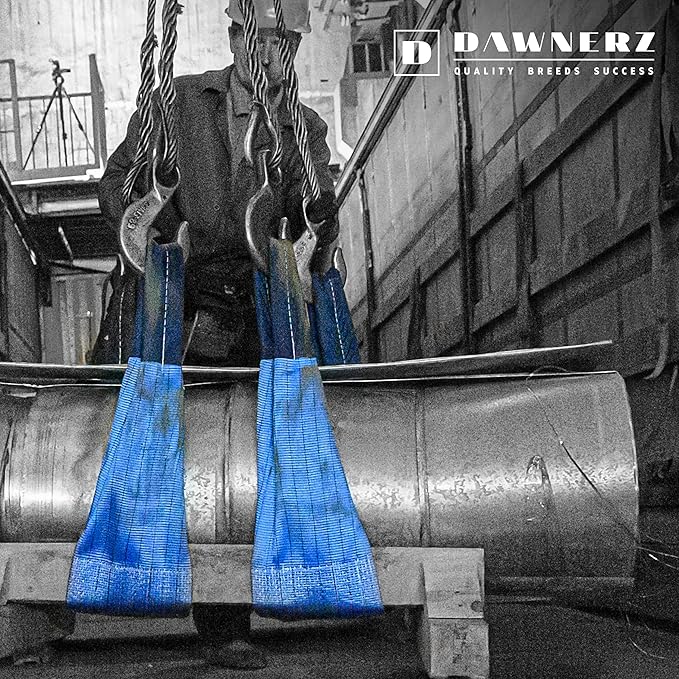 Heavy Duty Industrial Lifting Sling 35200 Lbs Vertical WLL 20ft - Dawnerz Eye and Eye Flat Polyester Web Lifting Sling 16 tons WLL - Crane Lifting Strap for Construction (11.8" x 20')