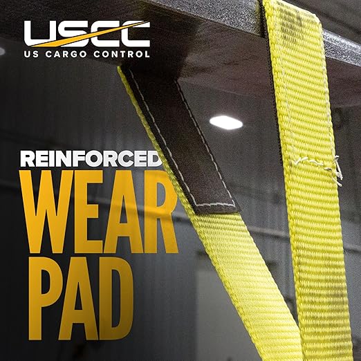 US Cargo Control Nylon Lifting Sling with Wear Pads 2" x 8', 2-Ply Eye to Eye Slings (Made in USA) - 4,960 LBS Choker, 6,200 LBS Vertical, 12,400 LBS Basket Capacity - Lift Straps for Lifting