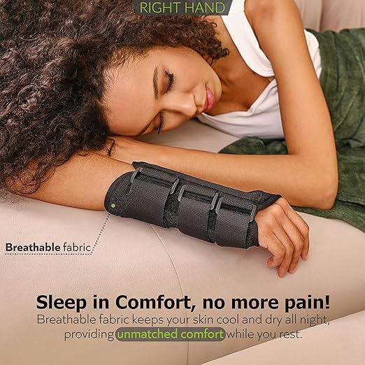 ZOFORE SPORT Premium Carpal Tunnel Wrist Brace Night Support – Wrist Brace for Carpal Tunnel with Metal Splint – Pain Relief for Men & Women - Right Hand - SM