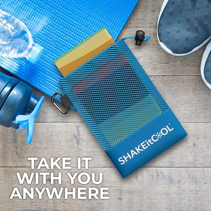 SHAKEitCOOL Extended Size Cooling Towel โ Be Cool in Style - Heat Relief, Soft, Lightweight, Sun Protection, Easy Clean - Perfect for Biking, Hiking, Running, Yoga, Golf, Gardening - Sunset Wave M