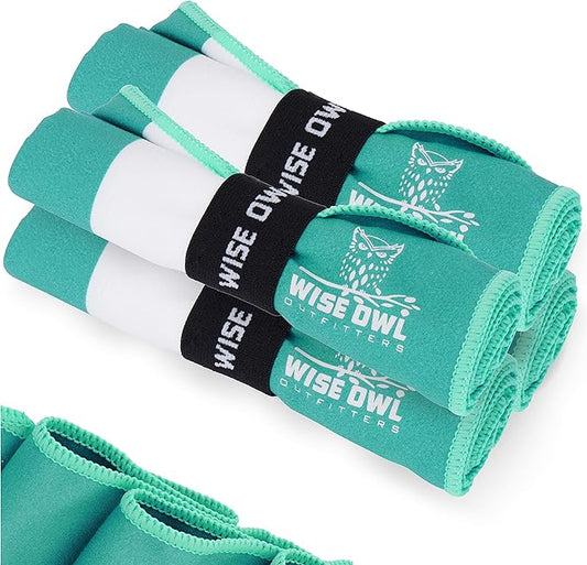 Wise Owl Outfitters 4 Pack Microfiber Gym Towels for Men & Women – Quick Dry Sweat Towel for Workout, Sports, Yoga, Running – Lightweight & Soft (24"x12")