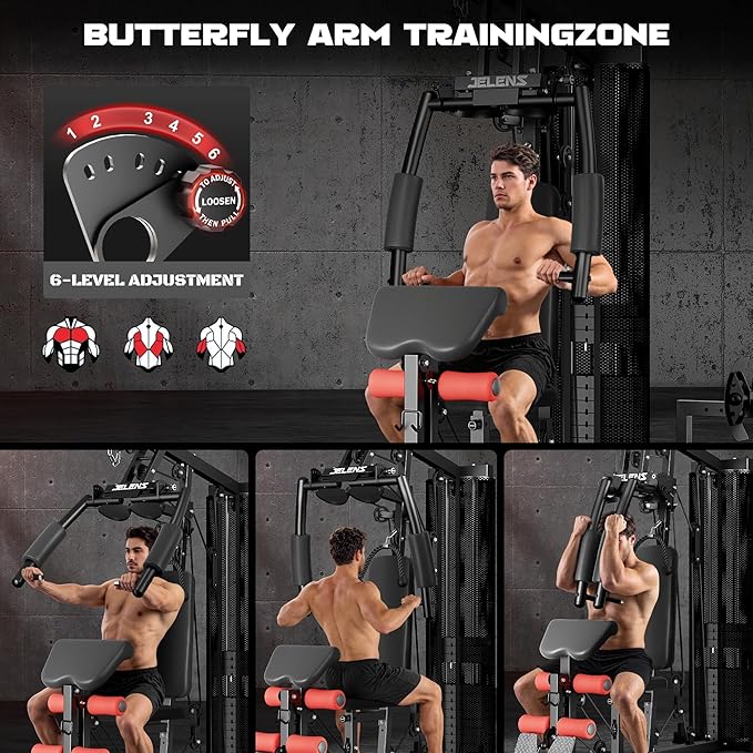 Home Gym, Multifunctional H11 Home Gym Equipment, Workout Station with 150LBS Weight Stack, Exercise Equipment with Pulley System for Full Body Training