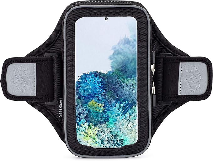 Sporteer Velocity V7 Running Armband - Compatible with iPhone 17, 17 Pro, 16, 16 Pro, 15, 15 Pro, 14, 14 Pro, Galaxy S25, S24, S23, S22 5G, Google Pixel, and Many More Mobile Phones - Fits Cases