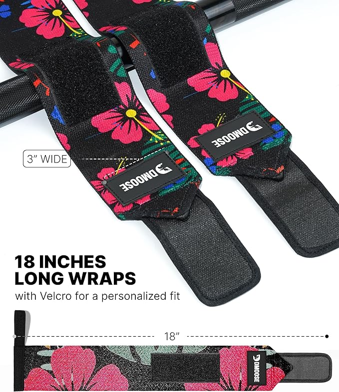 DMoose Fitness Wrist Wraps for Weightlifting 18" - Heavy Duty Gym Wrap with Hand Thumb Loop for Support & Pain Relief, USPA Approved Powerlifting, Weight Lifting Wrist Straps for Men & Women Work Out