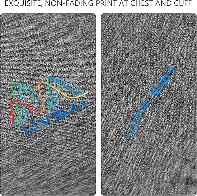 Men’s UPF 50+ Long Sleeve Performance T-Shirts Permanent UV Protective Quick Dry for Everyday Hiking Fishing Beach