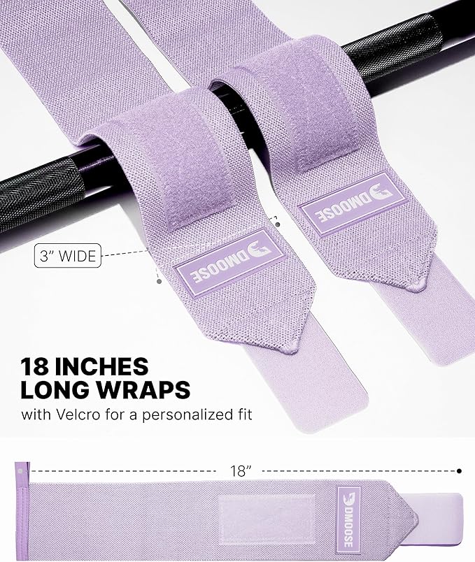 DMoose Fitness Wrist Wraps for Weightlifting 18" - Heavy Duty Gym Wrap with Hand Thumb Loop for Support & Pain Relief, USPA Approved Powerlifting, Weight Lifting Wrist Straps for Men & Women Work Out