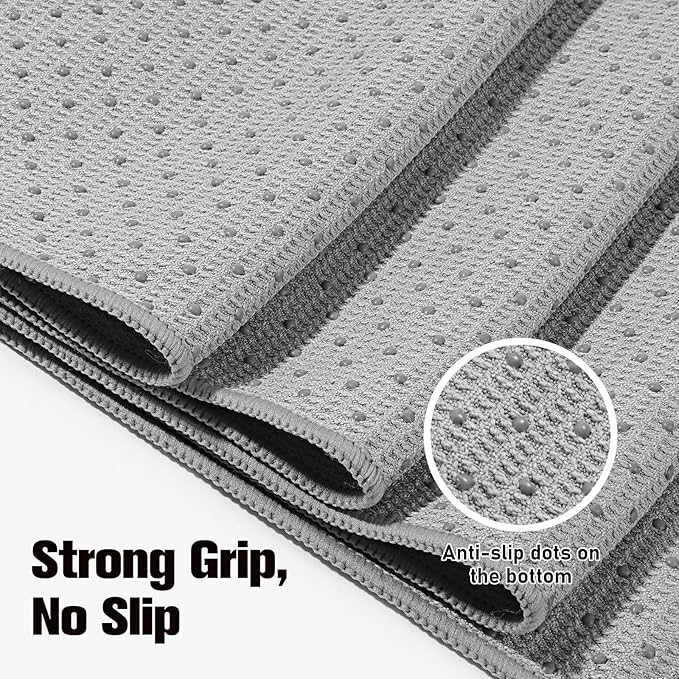 MoKo Hot Yoga Towel, Non-Slip Yoga Mat Towel with Grip Dots, 74.4"×27.3" Yoga Mat Cover for Pilates, Fitness, Meditation